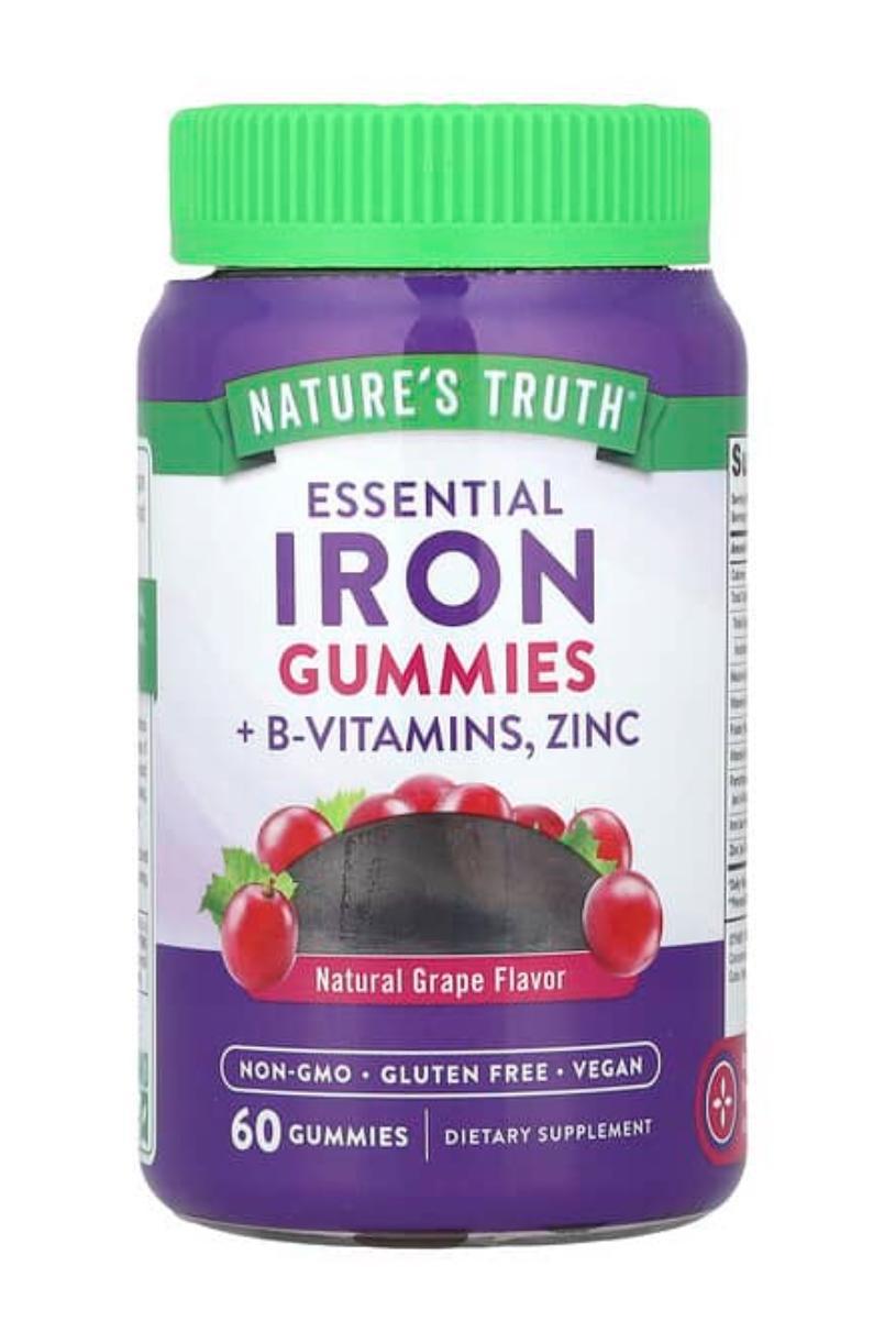 NT ESSENTIAL IRON GUMMIES+B VITAMIN ZINC GRAPE 60'S