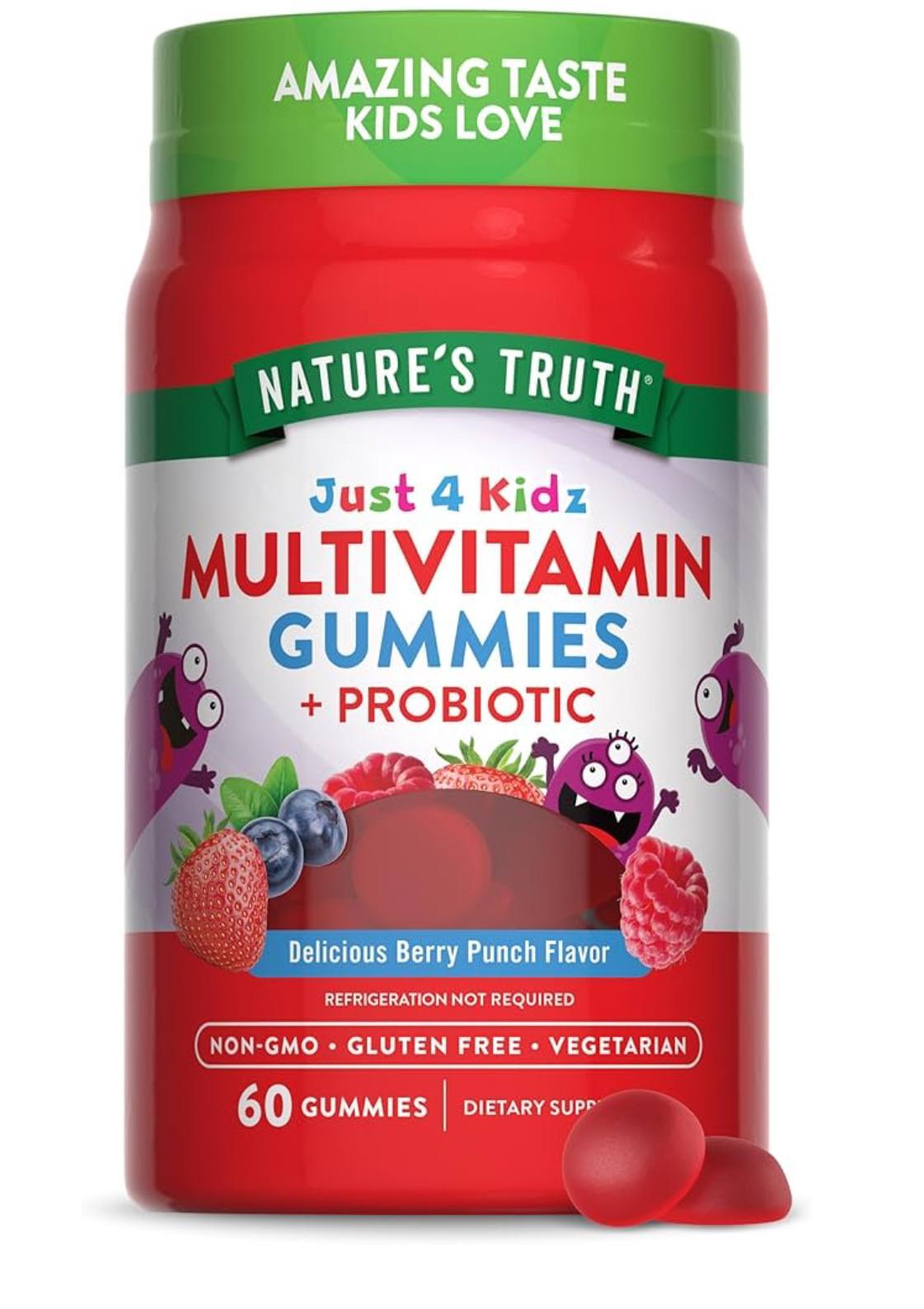 NT JUST 4 KIDS MULTI VITAMIN GUMMIES+PROBIOTIC BERRY 60'S