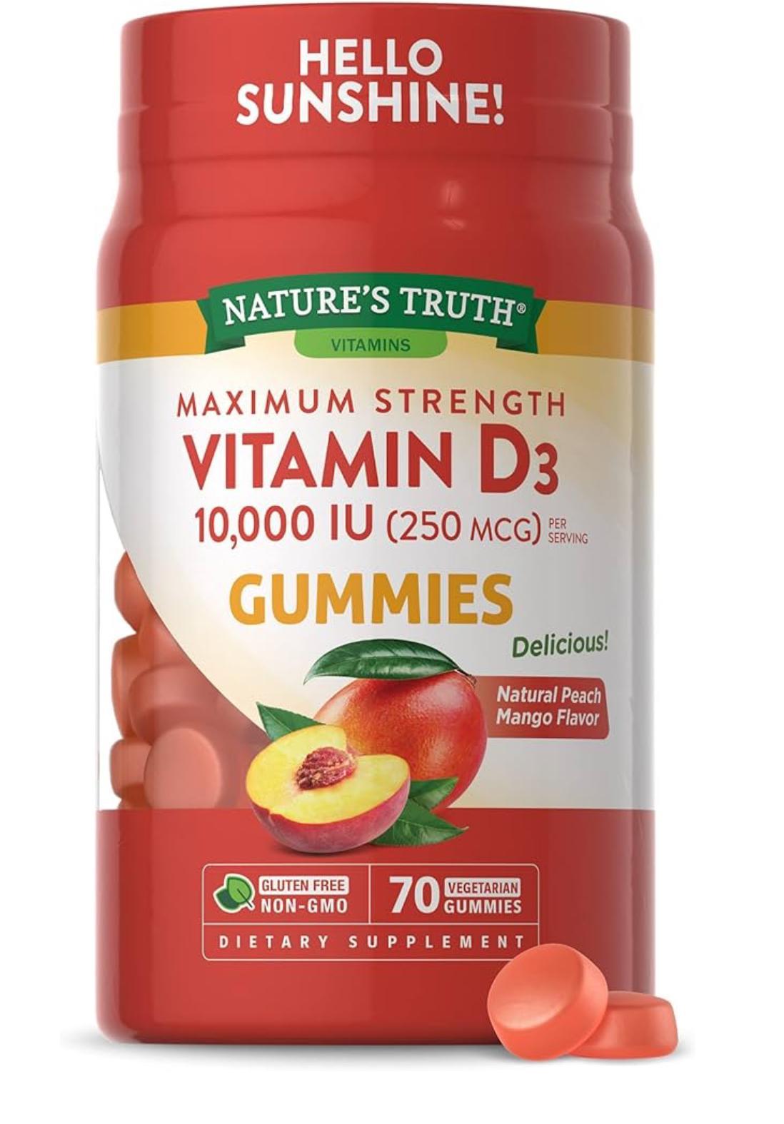 NT MAXIMUM STRENGTH VITAMIN D3 10,000 IU GUMMIES 70'S